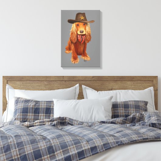 Cocker Spaniel Cowboy Canvas Afdruk (Insitu (Slaapkamer))