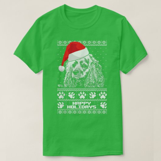 Cocker Spaniel Cute Happy Holidays Christmas T-shirt (Design voorkant)