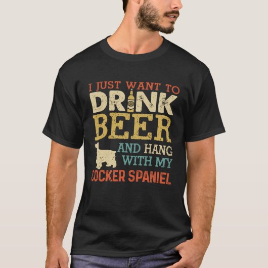 Cocker Spaniel Dad Drink Beer Hang With Dog  Vinta T-shirt (Voorkant)