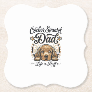 Cocker Spaniel Dad Life Is Ruff Vintage Dog Shirt_ Kartonnen Onderzetters