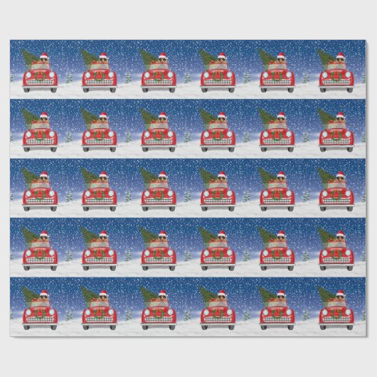 Cocker Spaniel Dog-auto rijden met sneeuwkerst Cadeaupapier (Vlak)