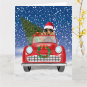 Cocker Spaniel Dog-auto rijden met sneeuwkerst Kaart (Gele Bloem)