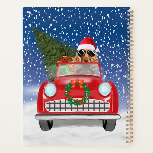 Cocker Spaniel Dog-auto rijden met sneeuwkerst Planner (Achterkant)