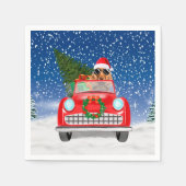 Cocker Spaniel Dog-auto rijden met sneeuwkerst Servet (Voorkant)