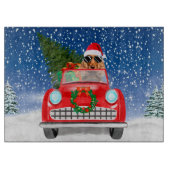 Cocker Spaniel Dog-auto rijden met sneeuwkerst Snijplank (Voorkant)