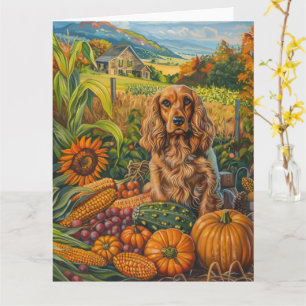 Cocker Spaniel Dog Autumn Harvest Thanksgiving Kaart