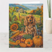 Cocker Spaniel Dog Autumn Harvest Thanksgiving Kaart (Voorkant)