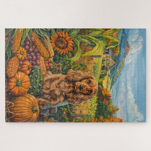 Cocker Spaniel Dog Autumn Harvest Thanksgiving Legpuzzel (Horizontaal)