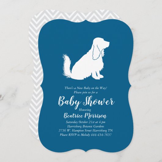 Cocker Spaniel Dog Baby shower Boy Blue Kaart (Voorkant / Achterkant)