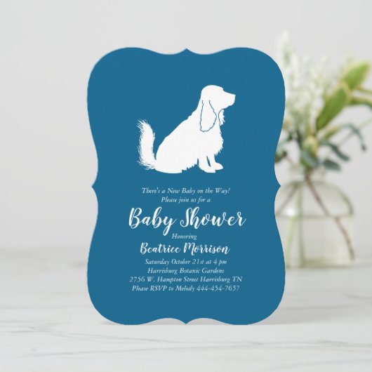 Cocker Spaniel Dog Baby shower Boy Blue Kaart (Staand voorkant)