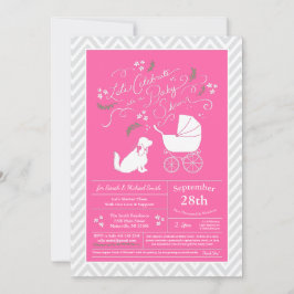 Cocker Spaniel Dog Baby shower Girl Pink Kaart