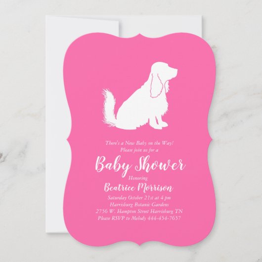 Cocker Spaniel Dog Baby shower Girl Pink Kaart (Voorkant)