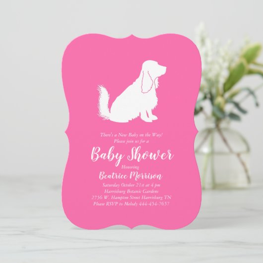 Cocker Spaniel Dog Baby shower Girl Pink Kaart (Staand voorkant)