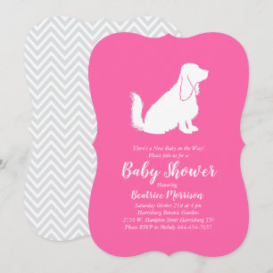 Cocker Spaniel Dog Baby shower Girl Pink Kaart