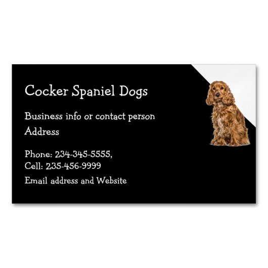 Cocker Spaniel Dog Breeder Pet Sitter Magnetisch Visitekaartje (Voorkant)