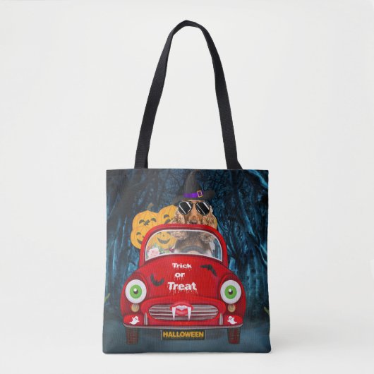 Cocker Spaniel Dog Driving Car Scary Halloween Tote Bag (Voorkant)