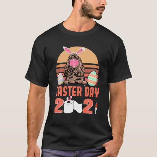 Cocker Spaniel Dog Face Mask Bunny Easter Day T-shirt (Voorkant)