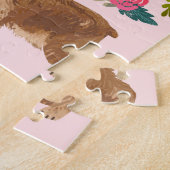 Cocker Spaniel Dog Florals roze Legpuzzel (Zijkant)