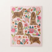 Cocker Spaniel Dog  Florals roze Legpuzzel (Verticaal)
