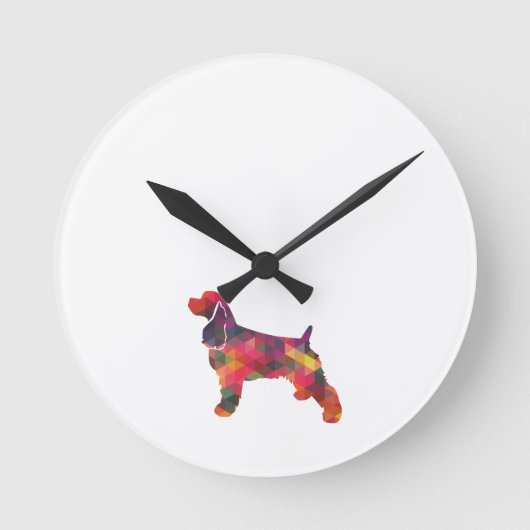 Cocker Spaniel Dog Geometric Pattern Silhouette Ronde Klok (Voorkant)