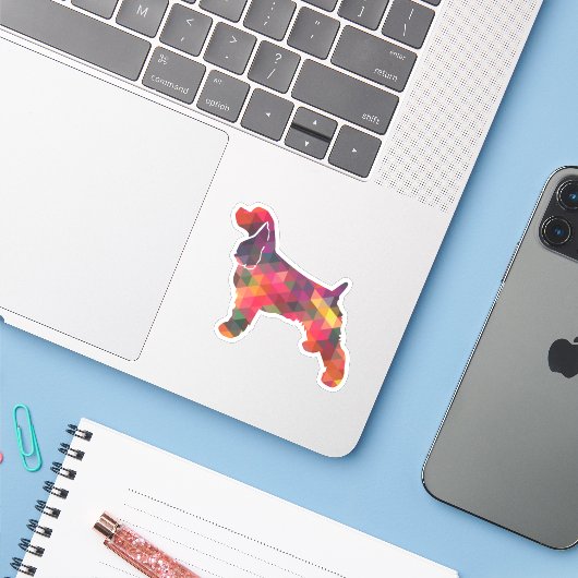 Cocker Spaniel Dog Geometric Pattern Silhouette Sticker (Laptop met iPhone)