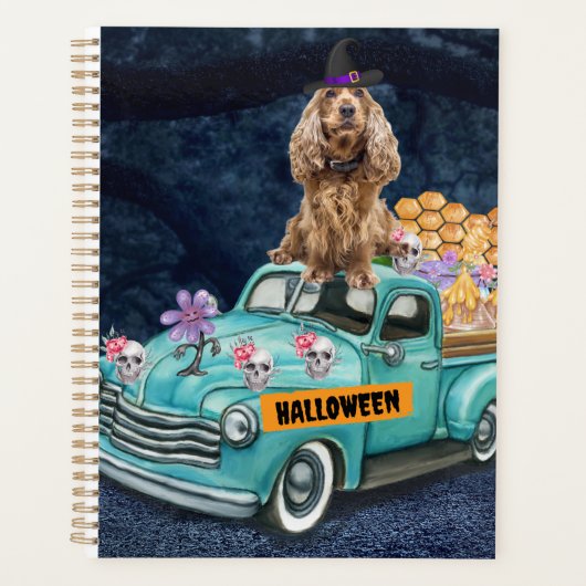 Cocker Spaniel Dog Halloween Truck Planner (Voorkant)
