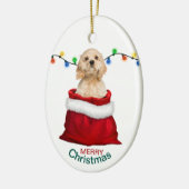 Cocker Spaniel Dog in Gift Bag met Kerstmis Keramisch Ornament (Links)