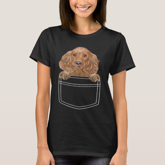 Cocker Spaniel Dog In Pocket Dog T-shirt (Voorkant)