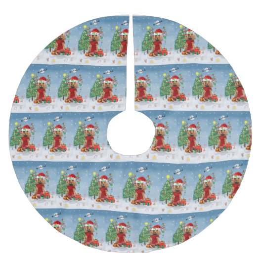 Cocker Spaniel Dog in sneeuw met kerstcadeaus Kerstboom Rok (Voorkant)