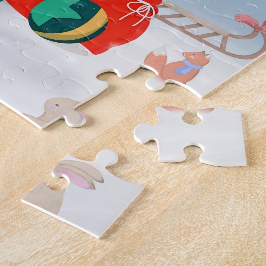 Cocker Spaniel Dog in sneeuw met kerstcadeaus Legpuzzel (Zijkant)