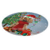 Cocker Spaniel Dog in sneeuw met kerstcadeaus Snijplank (Hoek)