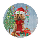 Cocker Spaniel Dog in sneeuw met kerstcadeaus Snijplank (Voorkant)