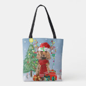 Cocker Spaniel Dog in sneeuw met kerstcadeaus Tote Bag (Achterkant)