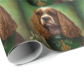 Cocker Spaniel Dog in St. Patrick's Day Dress Cadeaupapier (Rol Hoek)