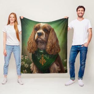 Cocker Spaniel Dog in St. Patrick's Day Dress Fleece Deken