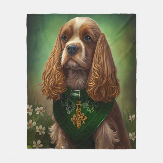 Cocker Spaniel Dog in St. Patrick's Day Dress Fleece Deken (Voorkant)