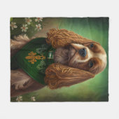 Cocker Spaniel Dog in St. Patrick's Day Dress Fleece Deken (Voorkant (Horizontaal))