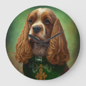Cocker Spaniel Dog in St. Patrick's Day Dress Grote Klok (Voorkant)