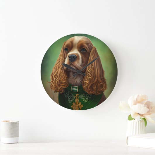Cocker Spaniel Dog in St. Patrick's Day Dress Grote Klok (Huis)