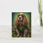 Cocker Spaniel Dog in St. Patrick's Day Dress Kaart (Voorkant)