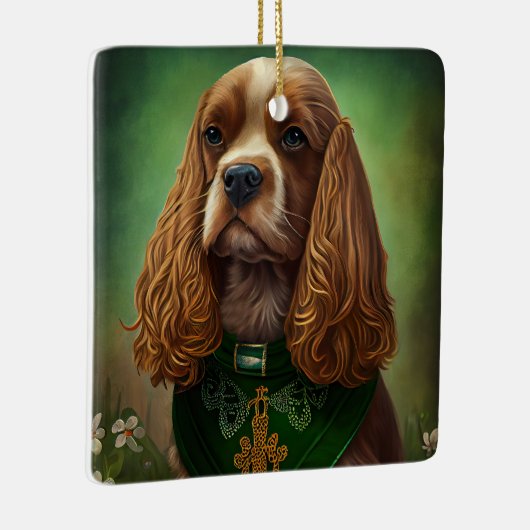 Cocker Spaniel Dog in St. Patrick's Day Dress Keramisch Ornament (Rechts)