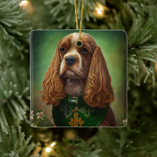 Cocker Spaniel Dog in St. Patrick's Day Dress Keramisch Ornament