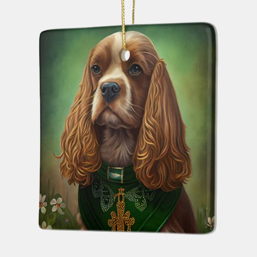 Cocker Spaniel Dog in St. Patrick's Day Dress Keramisch Ornament (Links)