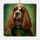 Cocker Spaniel Dog in St. Patrick's Day Dress Keramisch Ornament (Achterkant)