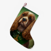 Cocker Spaniel Dog in St. Patrick's Day Dress Kleine Kerstsok (Voorkant (Hangend))