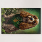 Cocker Spaniel Dog in St. Patrick's Day Dress Legpuzzel (Horizontaal)