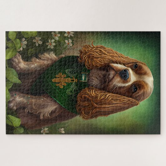 Cocker Spaniel Dog in St. Patrick's Day Dress Legpuzzel (Horizontaal)