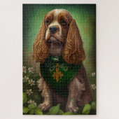 Cocker Spaniel Dog in St. Patrick's Day Dress Legpuzzel (Verticaal)