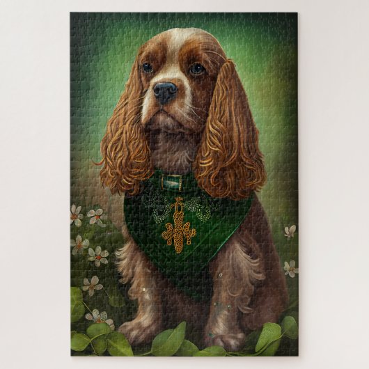 Cocker Spaniel Dog in St. Patrick's Day Dress Legpuzzel (Verticaal)
