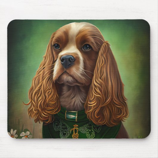 Cocker Spaniel Dog in St. Patrick's Day Dress Muismat (Voorkant)